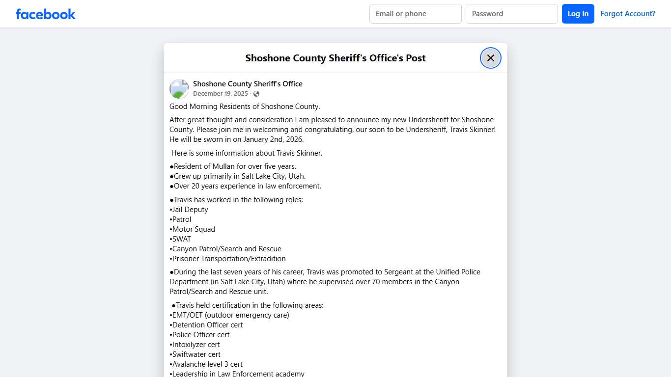 Good Morning Residents... - Shoshone County Sheriff's Office Facebook